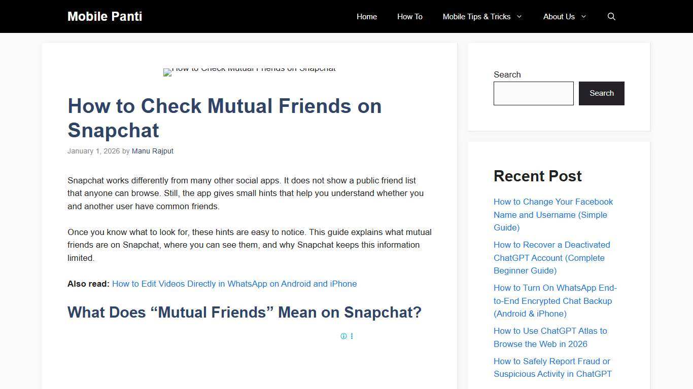 How to Check Mutual Friends on Snapchat - Mobile Panti